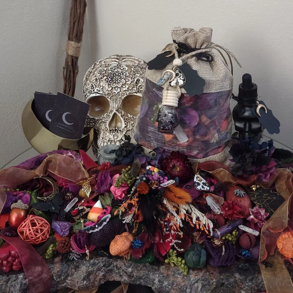 Dragon's Blood Scented Fall Crystal Potpourri Set Halloween Samhain Gift